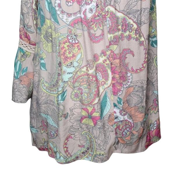 Spense Floral Tunic Top  XXL Pullover V Neck Bell Sleeves - Picture 3 of 8